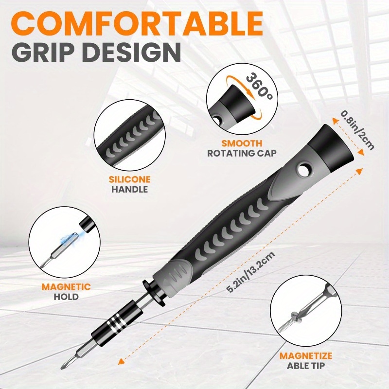 150 in 1 precision screwdriver set 120 bits full range small screwdriver set magnetic mini repair tool kit for ring doorbell laptop switch ps5   macbook iphone watch glasses orange Product details 1