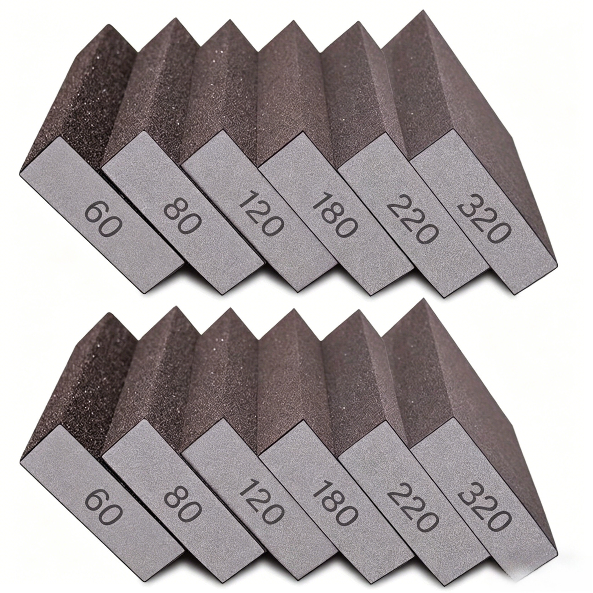 TEMU 12 spugne abrasive 60/80/120/180/220/320 grana, blocchi abrasivi , e per cartongesso, metallo, legno, spugna lavabile e riutilizzabile, set di