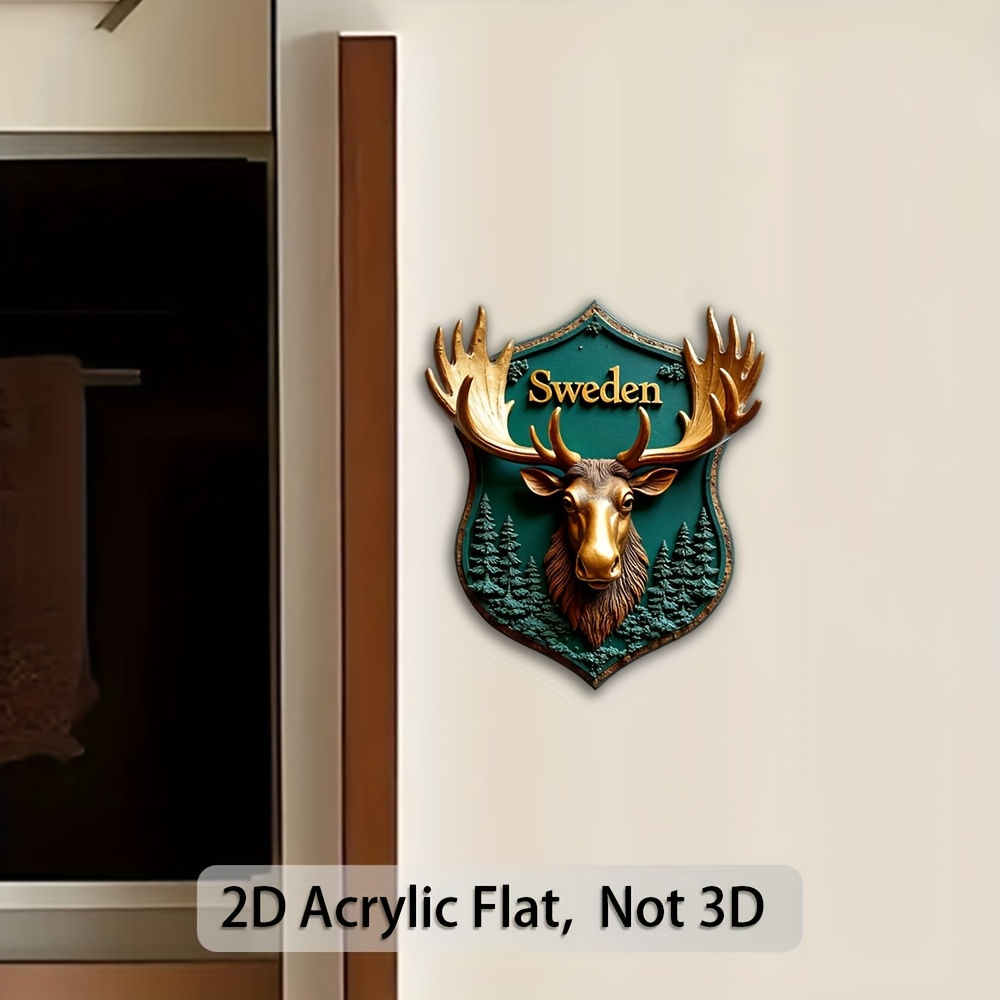 TEMU 1pc Fridge Magnet - Textured Brown Moose Decor With Backing, Acrylic Circular Cabinet Magnets Suitable For Refrigerators, Offices, Dorms,