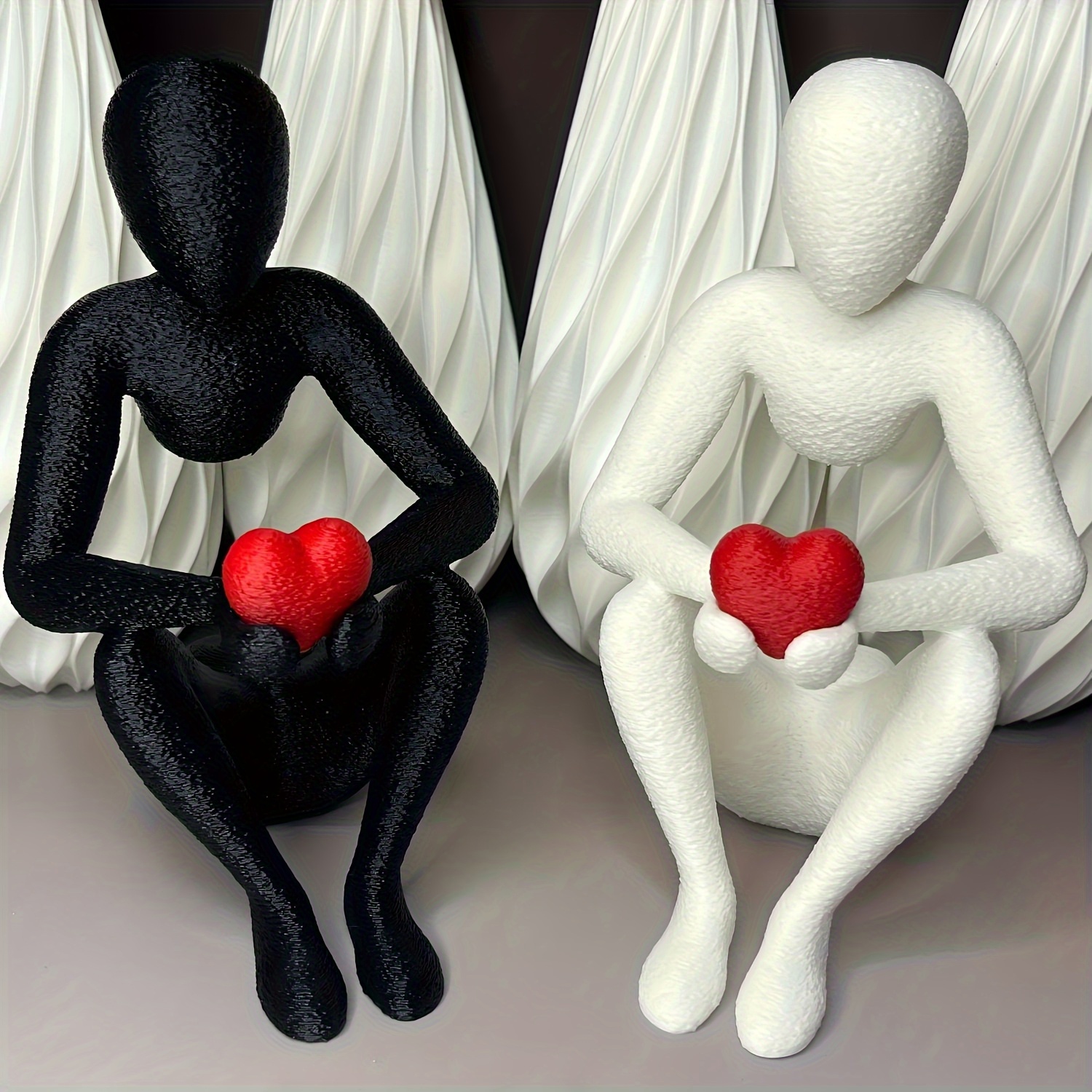 TEMU 1 Set Of 2pcs 3d Printed Love Hug Figurines, Handheld Heart, Home Decor Emotional Gift, Valentine's Day, Wedding Decorations, Suitable For Desk