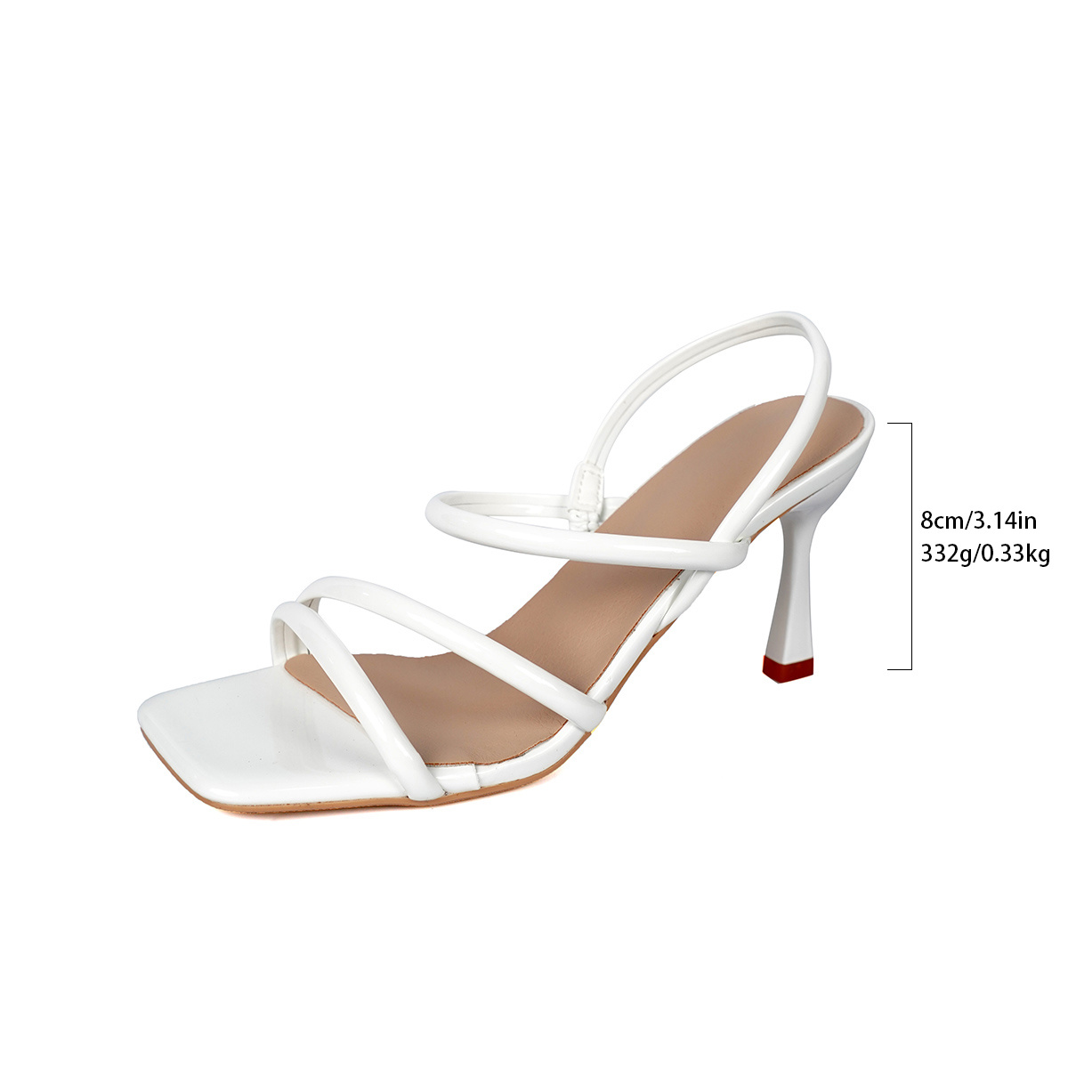 ZOSIVC Women's Square-Toe Stiletto Sandals - Lightweight Soft Sole High Heel Open-Toe Pull- Bell Heel Suitable for Daily Commuting, Beach, Camping, Vacations & Gardening - PU Sole for All-Day & Traction, Women Shoes