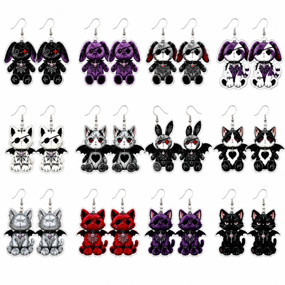 12 Pairs Gothic Acrylic Pendant Earring Set, Fun Accessories