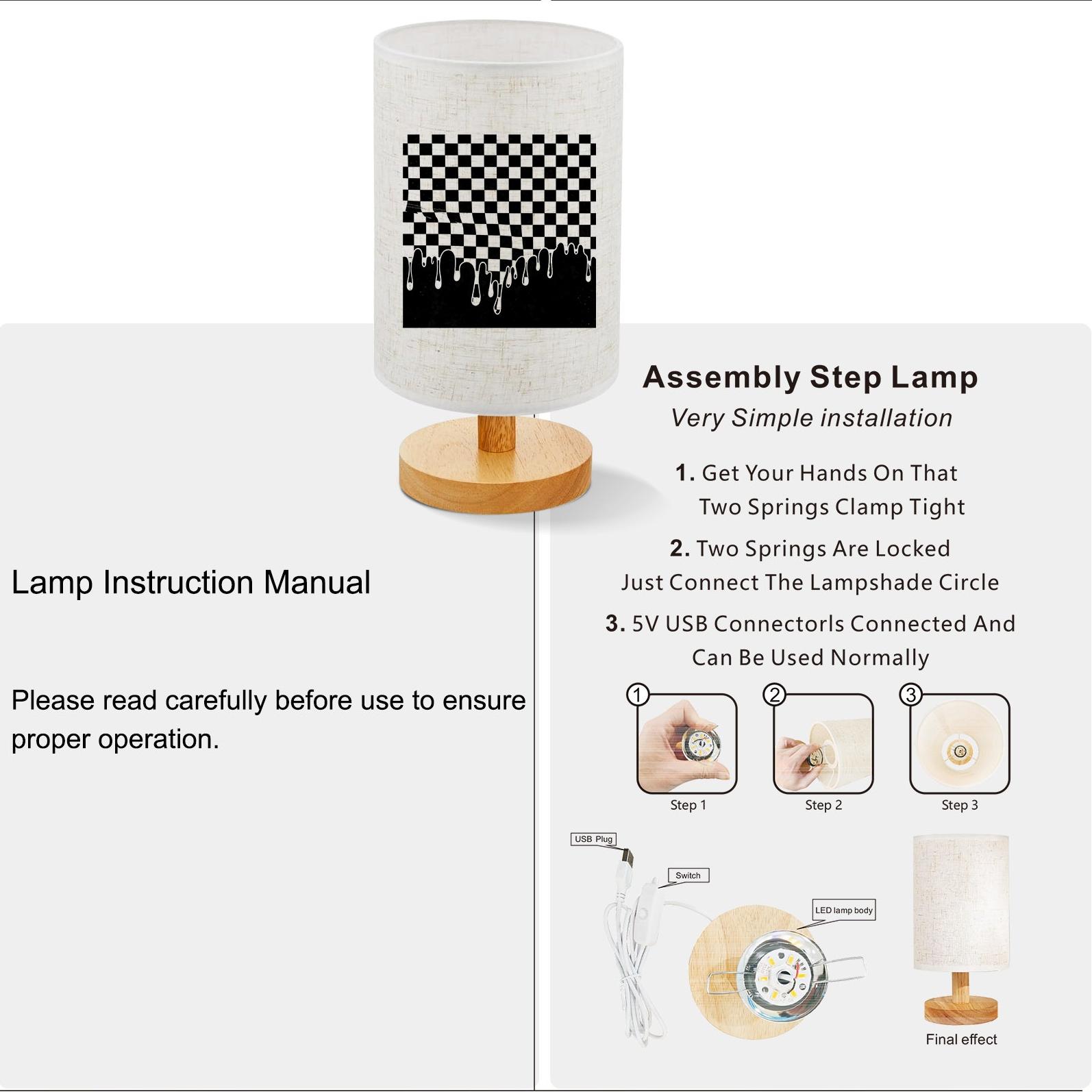 Abstract Surreal Black White Checkered Pattern Table Lamp