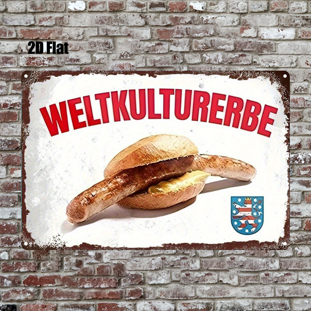 E-shop 2D Flat - . Metallschild Deutsche und Brot Kombination Klassische Wandkunst, Robuste Metalldekoration für Zuhause, Küche, Bar, Garten und