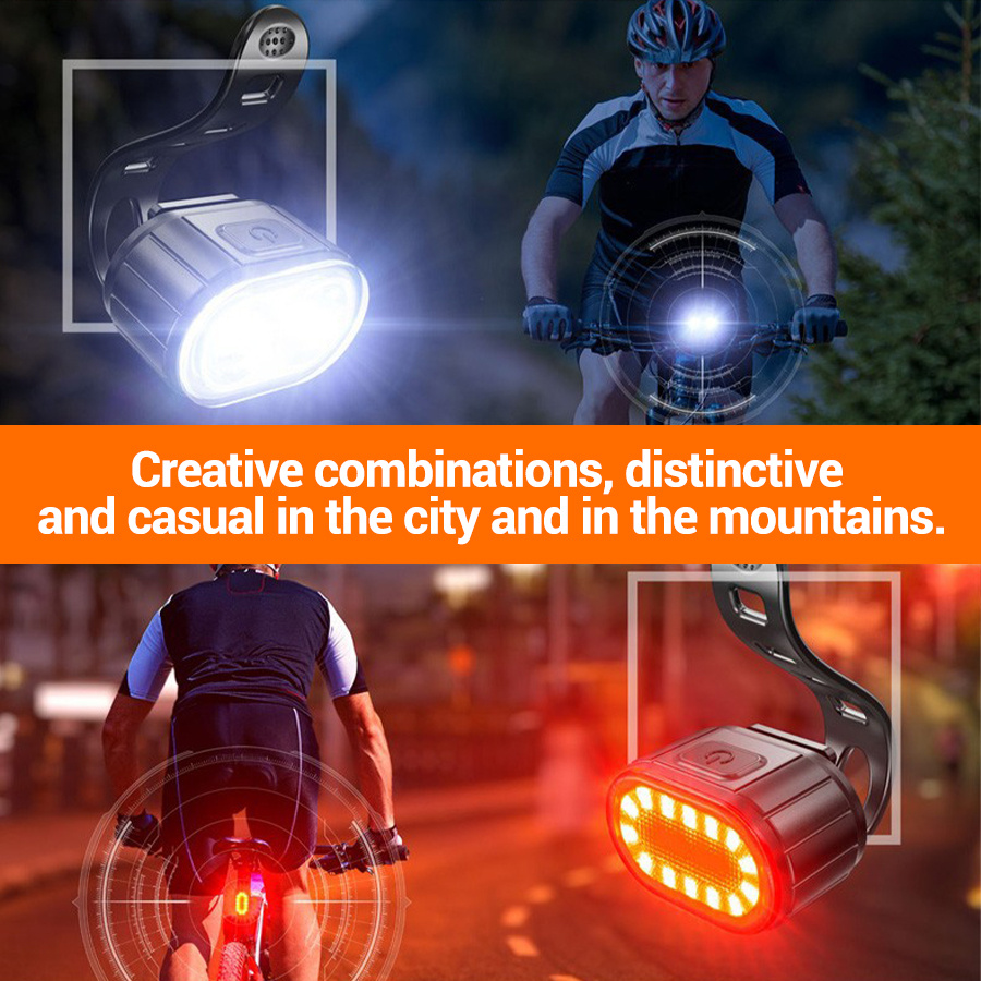 IPX6 Bicycle Light Kit, Front & Rear Lights with Warning Modes