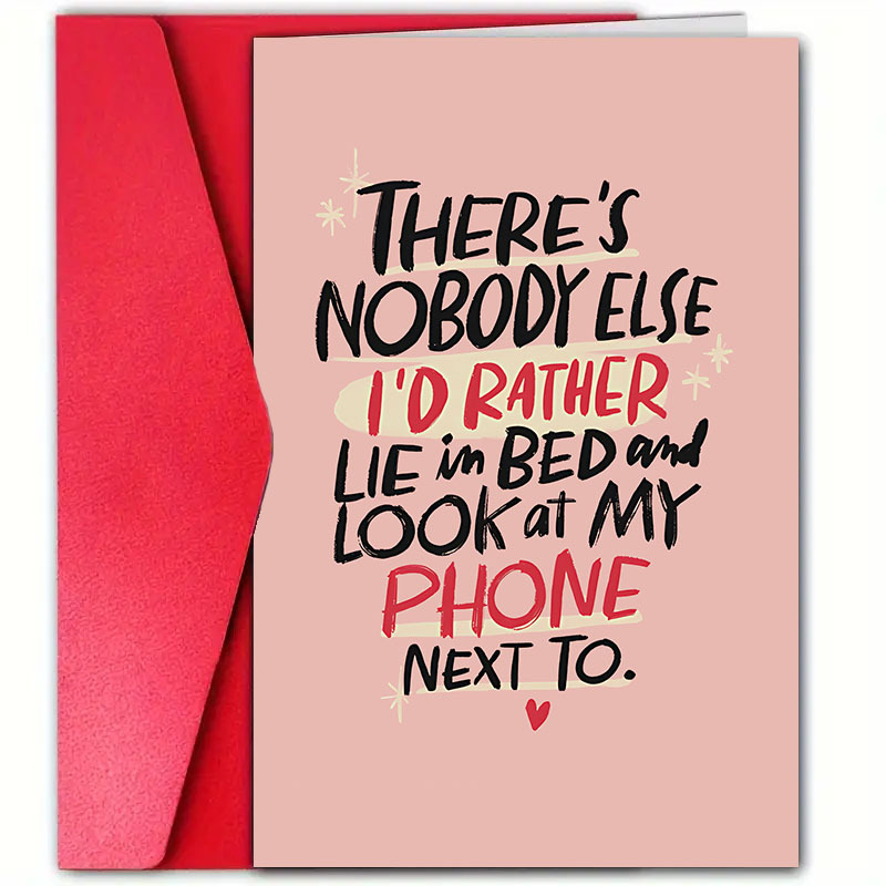 

1pc Valentine's Day Humorous Greeting Card With Envelope (4.7x7.1 Inches), Message, Partner, Husband, Wife, Boyfriend, Girlfriend, Unique Anniversary Card, High-quality Paper Material