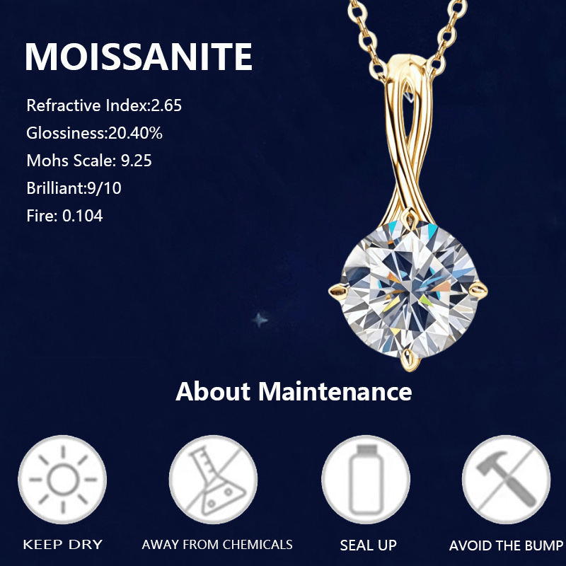 1pc 925 Silver Water Drop Moissanite Pendant Necklace