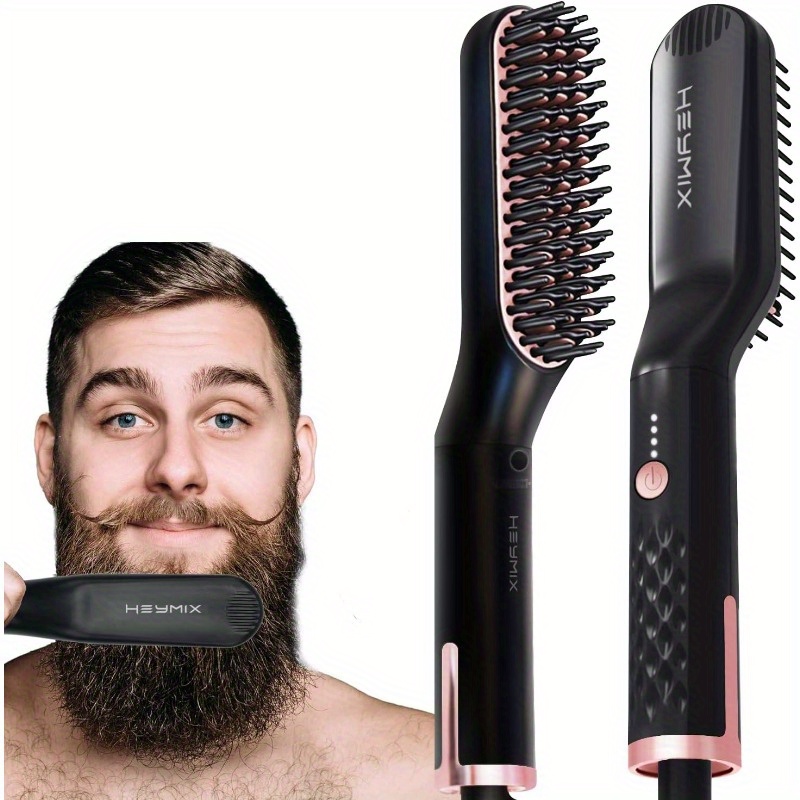 TEMU Comb Straightener With Au Plug, 3in1 Hair Straightener Comb, Beard Brush For Man, Hair Straightening Styling Comb, Electric Hair Straightener
