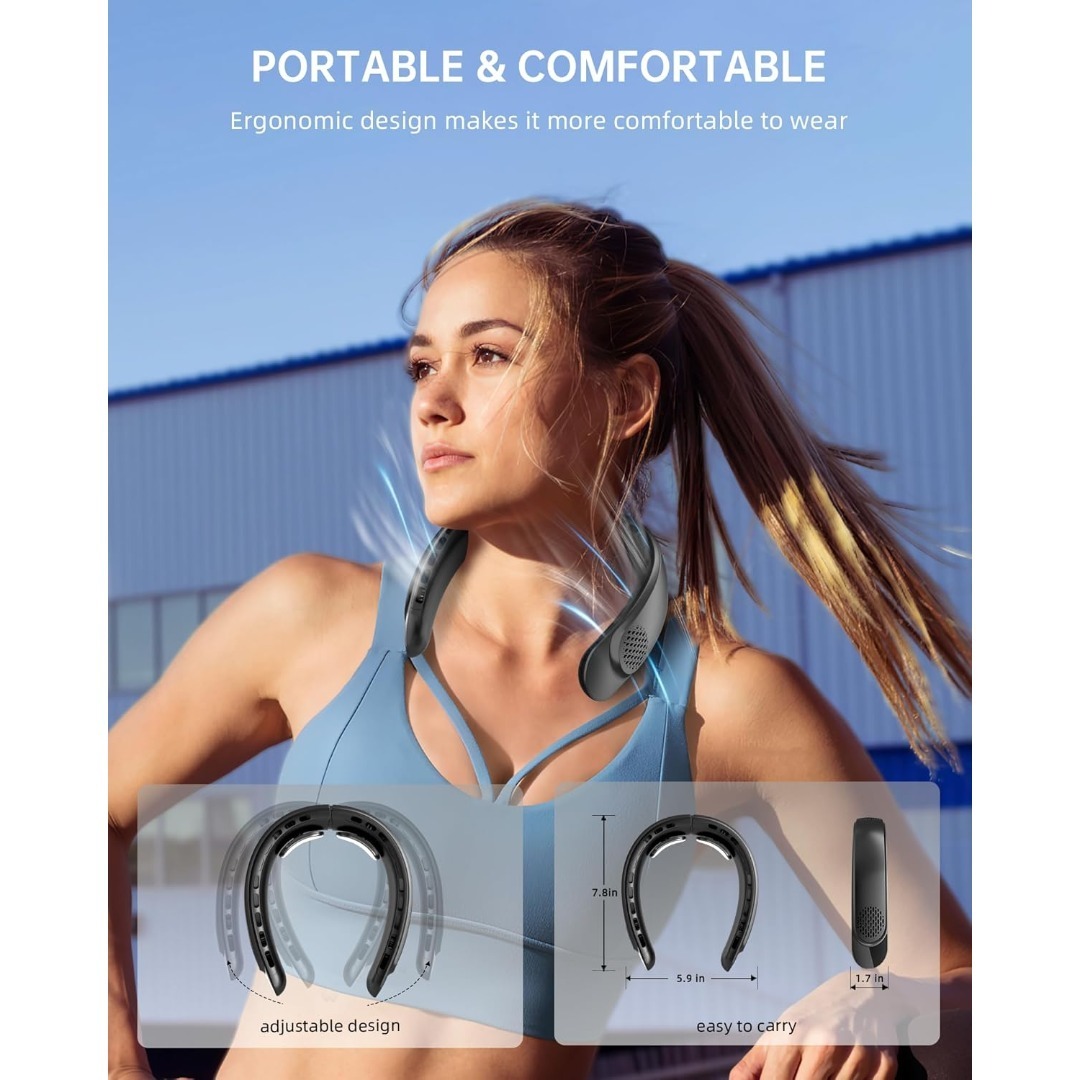 3 Turbo No Leaf Neck Fan - 4000mAh USB Rechargeable, 3 Speeds 360° Cooling Airflow with LED Display, Hands-Free Wearable Fan for Summer Heat Relief at Home/Office/Travel, Perfect New Year & Valentine's Day Gift for Women Men
