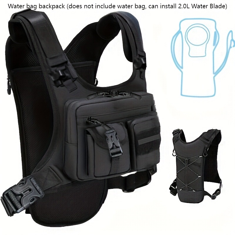 TEMU Lightweight Sports Hydration Chest Backpack With Waist Belt, Reserved Water Bladder Slot, Padded Straps Multi Pockets Molle Compatible Pack,