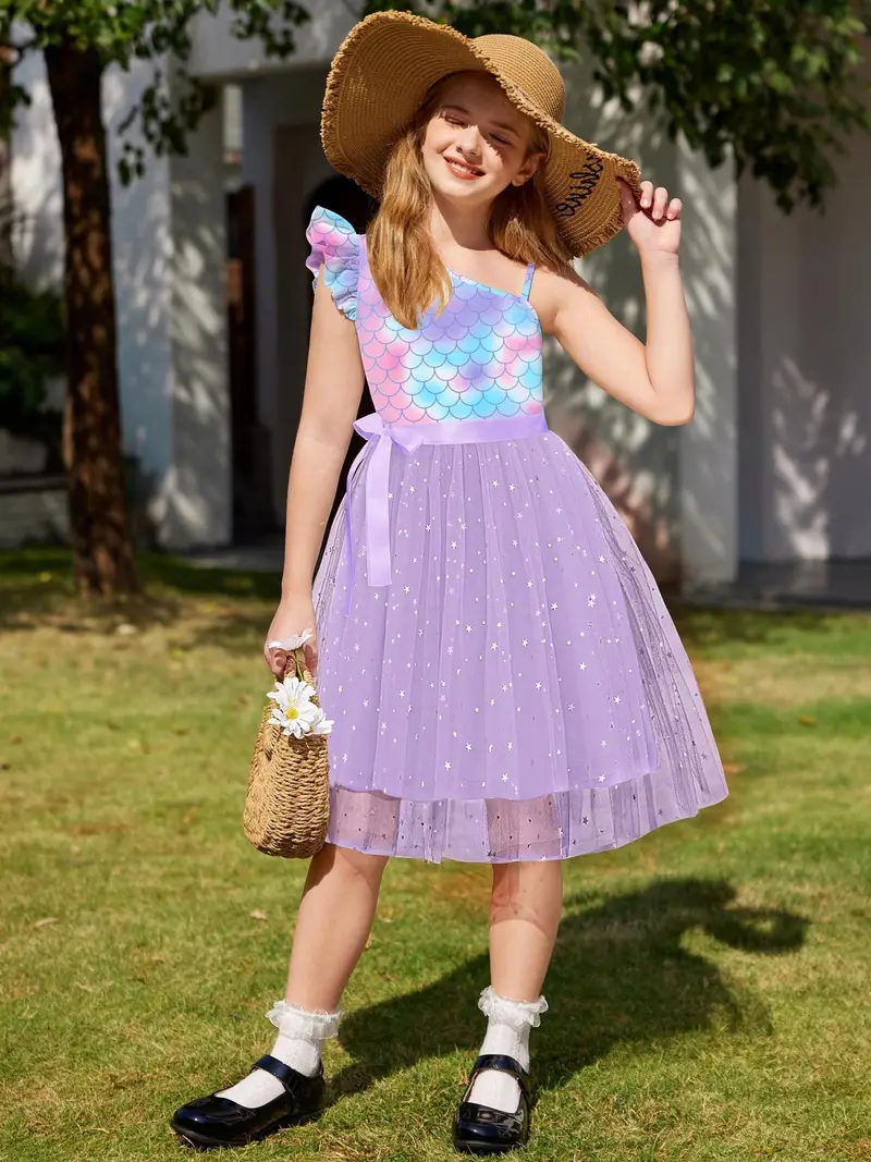 girls dresses summer one shoulder ruffle sleeveless formal - Temu girls dresses summer one shoulder ruffle sleeveless formal - Temu