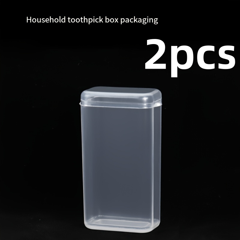 TEMU Set contenitori portaoggetti rettangolari trasparenti in plastica con , portastuzzicadenti portatile ermetico e antipolvere, scatola organizer