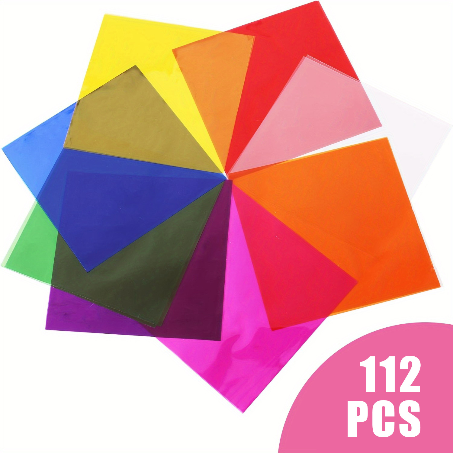Image of 112pcs Of Multicolored Transparent Film Paper - , Gift Wrapping, Party Decorations, And , Craft Supplies, Decorative Packaging, Fantasy-themed Decor, And Transparent Packaging