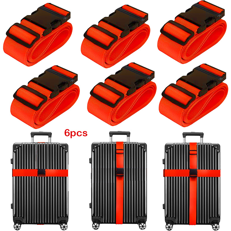 TEMU Lot de 6 sangles de bagage réglables et durables, attaches de valise, bandes de fixation de sac, pour sécuriser les objets et protéger les