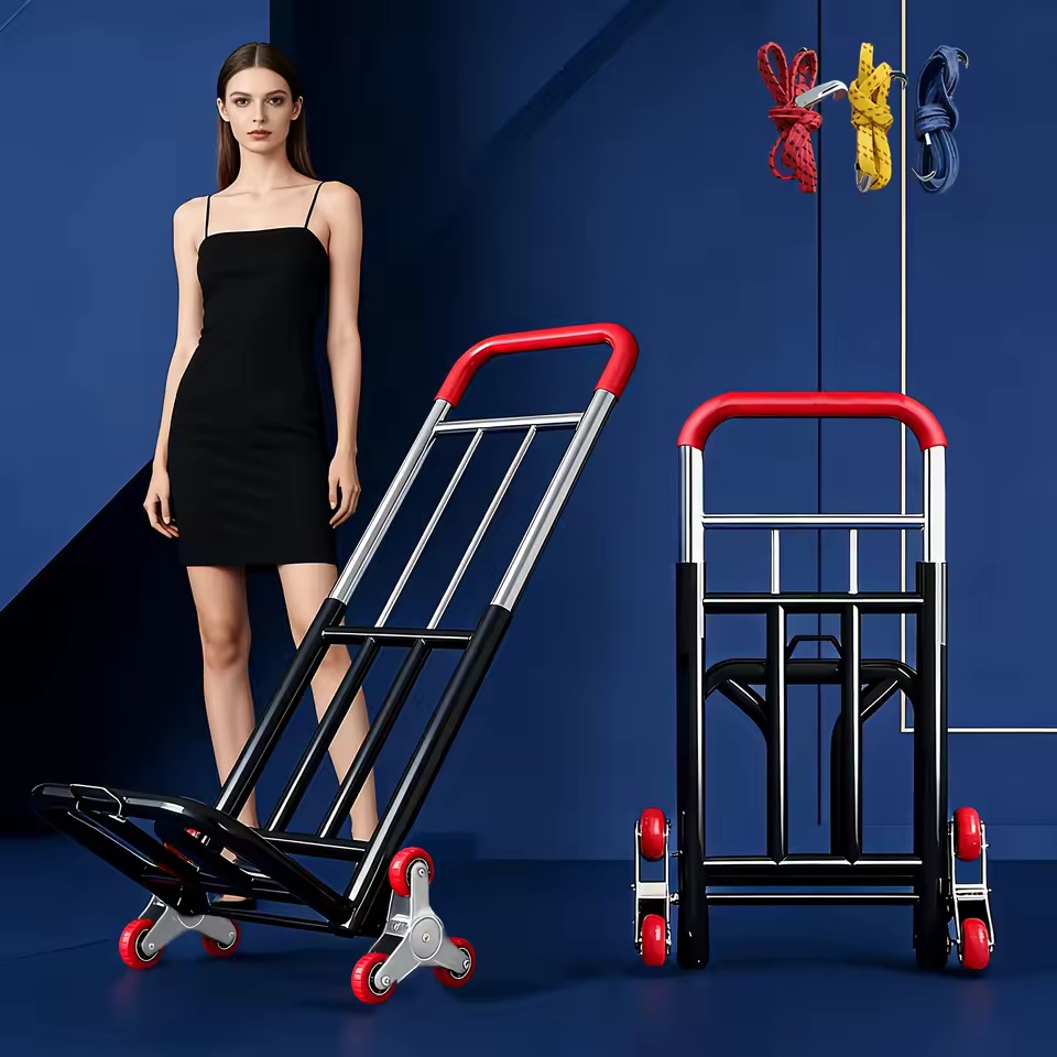 TEMU Heavy-duty Folding Cart Hand Truck Adjustable Gear Stair-climbing Wheels Portable Lift Hand Transport Shopping Foldable