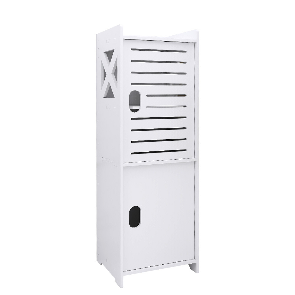 Image of 3-tier Bathroom Cabinet - White - 24 X 22 X 75cm - Openwork Carving, Easy To Assemble And Clean