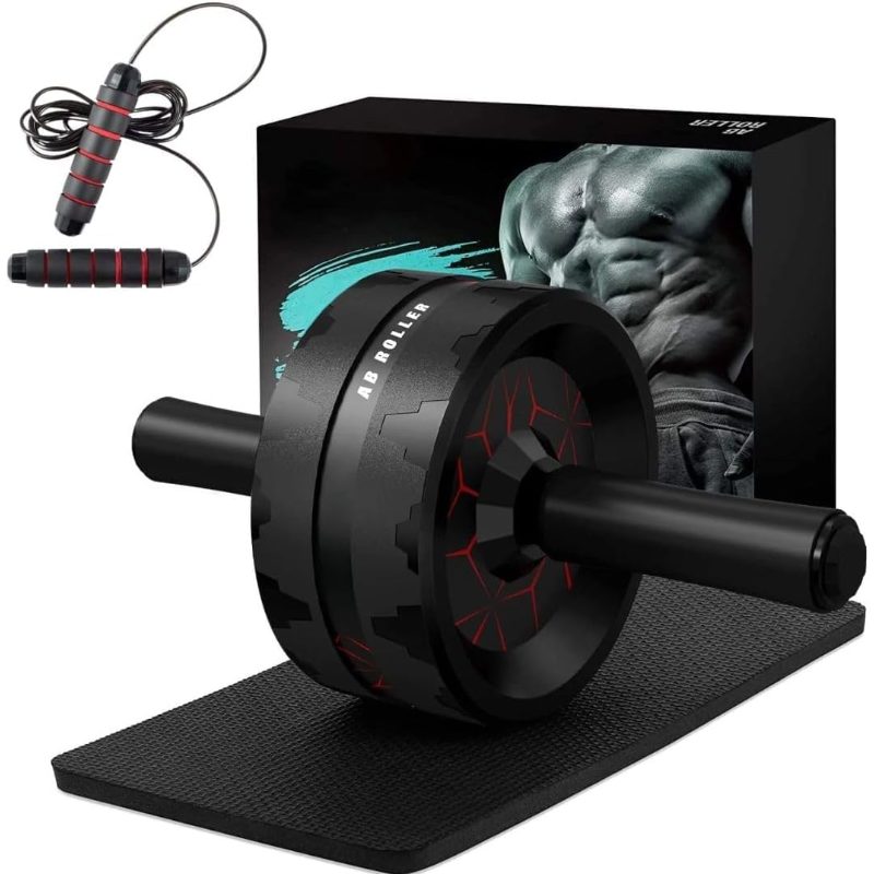 3in1 Wheel+Knee Pad Additions+Jump Rope | Tungsten Steel for core Workout Equipment for Home Gym, Multi-Color Fitness Additions for Abdominal and for core Strength Training