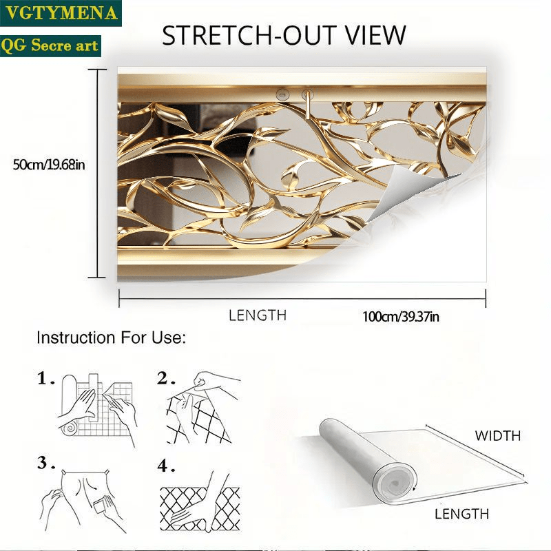 1pc -and-leaves Pattern Wall Decal And Desktop Sticker For Home Office Decoration;luxurious Metallic Finish Elegant , Ideal Workersself-adhesive With Easy Application Removal, Leaving No
