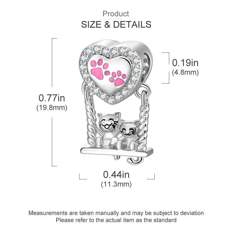 925 Silver Cat and Dog Swing Pendant, Heartfelt Gift
