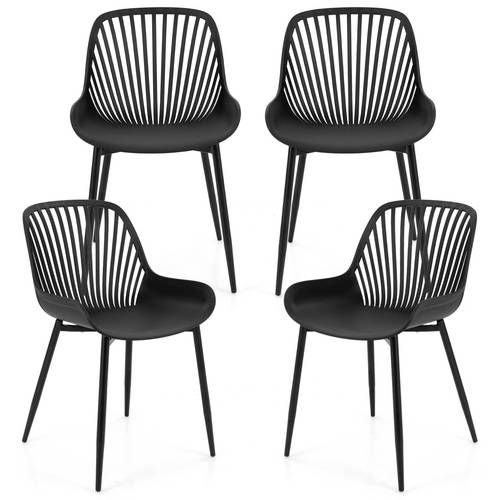 4 dining chair set armless dining chairs plastic kitchen side chairs black