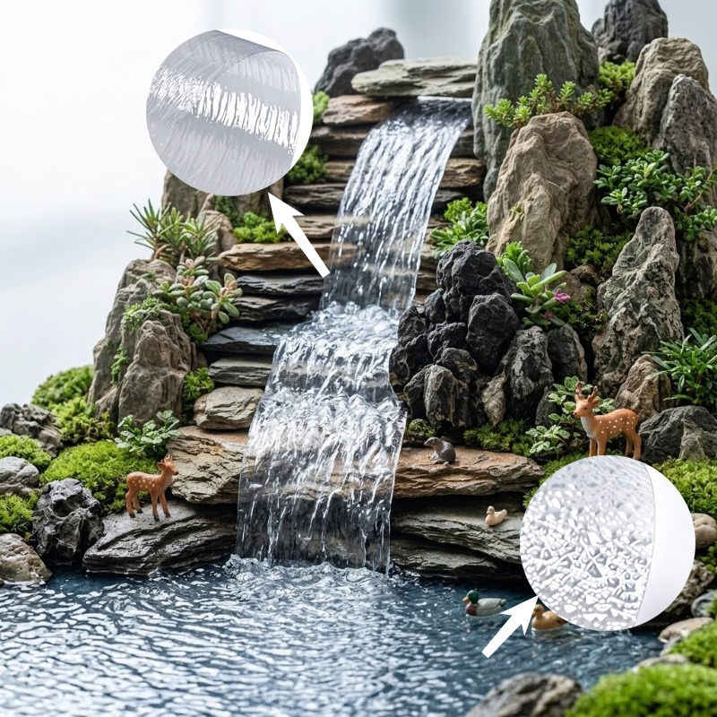 TEMU 2 láminas de paneles translúcidos de plástico para de agua, adecuados para diorama de acuario, maqueta de mesa de arena, paisaje en miniatura