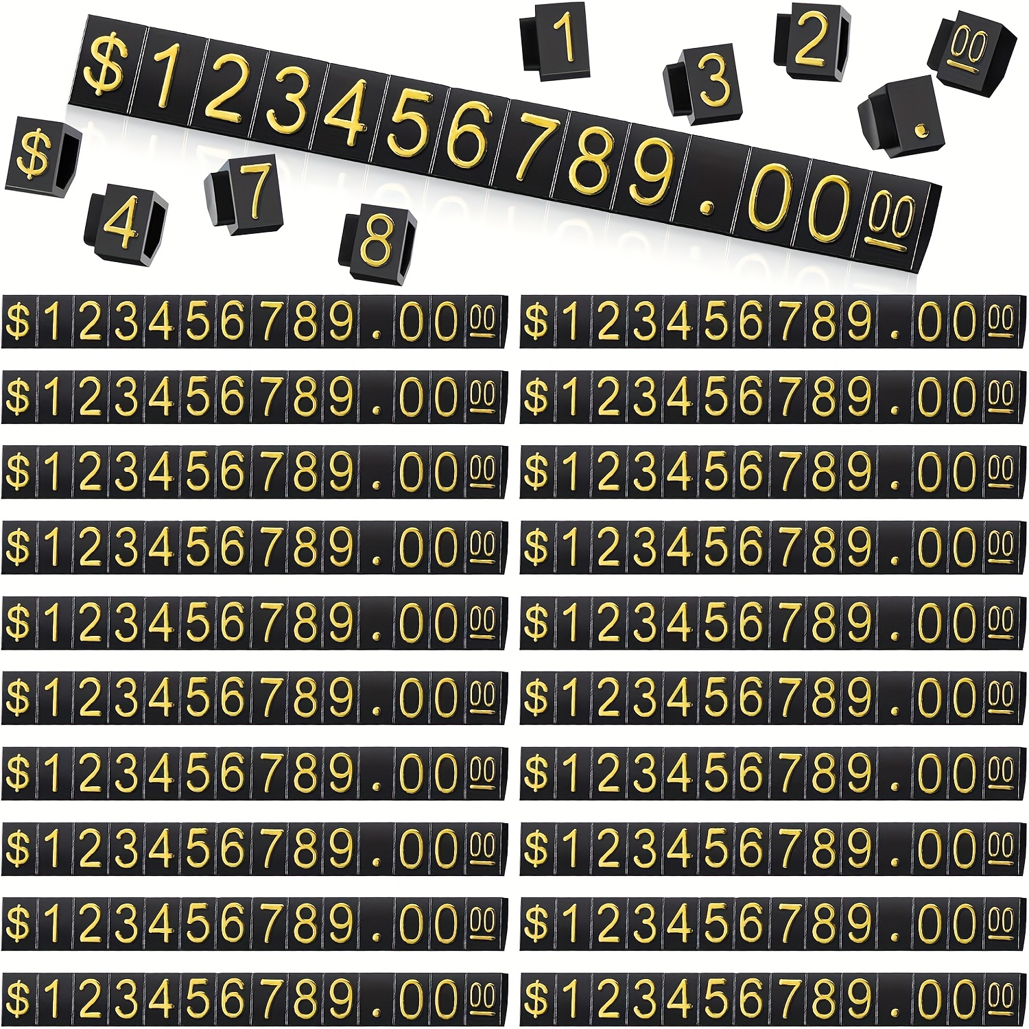 TEMU 20 Sets Mini Adjustable Price Tag Set, 3d Number Tags, Snap Design, , Suitable For Jewelry, Watches, And Use, Display Price Signs For Display