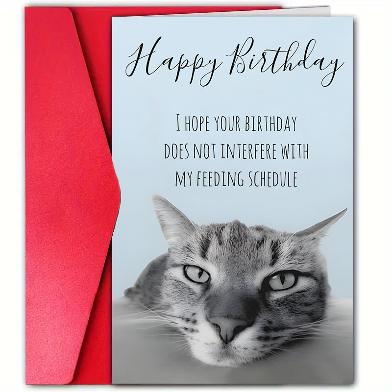 

Funny Cat Lover Birthday Card With Envelope - Pet Owners, - Unique Greeting Card For Any