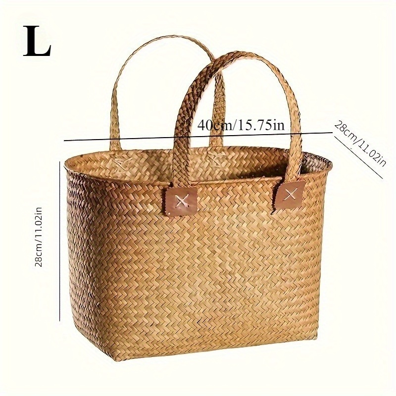Image of Fashionable European- Rattan Handbag | Multifunctional Storage Basket, Suitable For Umbrellas, Tissues And Beverages, Large, Medium And Small Sizes Are