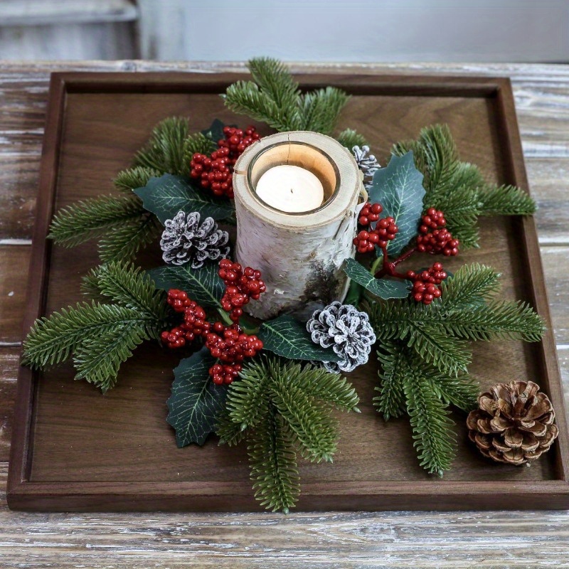 

1pc Wood & Red , Christmas Table , No Needed, Plastic, Desk Display Decor