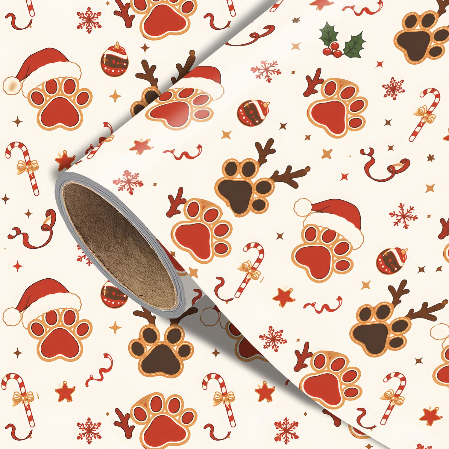 TEMU Christmas Wrapping Paper Roll - Measures 17.7 Inches X 118 Inches, Dog , Perfect For Wrapping Xmas Gifts, Making Party Decorations, And Birthday