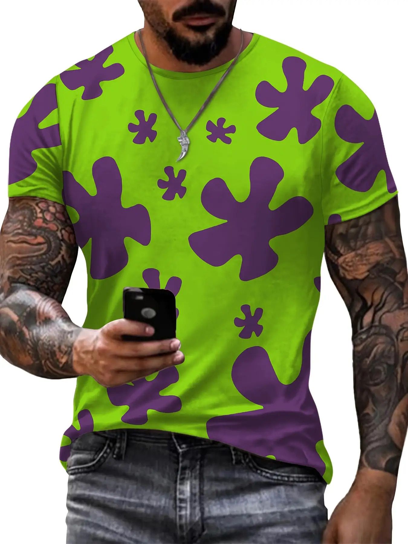 neon t shirt men sold on Temu Republic of Korea