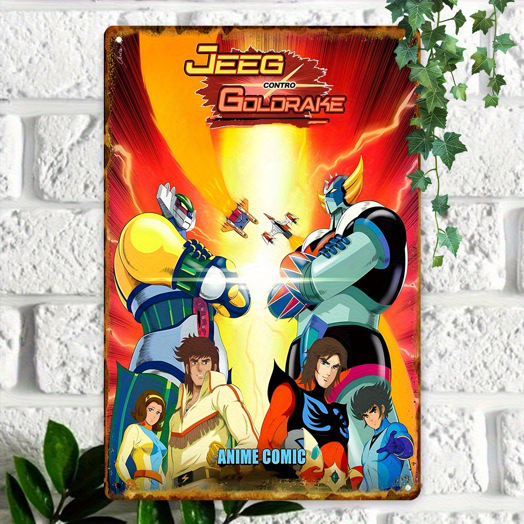 TEMU 2d Flat, Retro Jeeg Metal Poster - Vintage Anime Scene Wall Decor With Jeeg & - Waterproof & Dustproof Aluminum Sign - No Power Needed - For