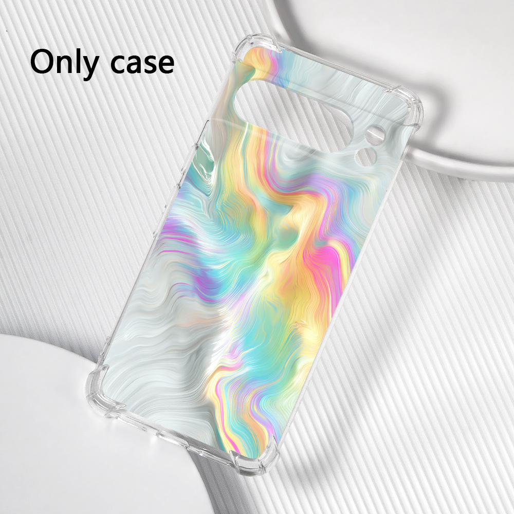 TEMU Phone Case: New Iridescent Flowing Texture Pattern Phone Case, Suitable For Google Pixel 11 Pro Xl, Transparent Tpu Uv Printed Protective Cover