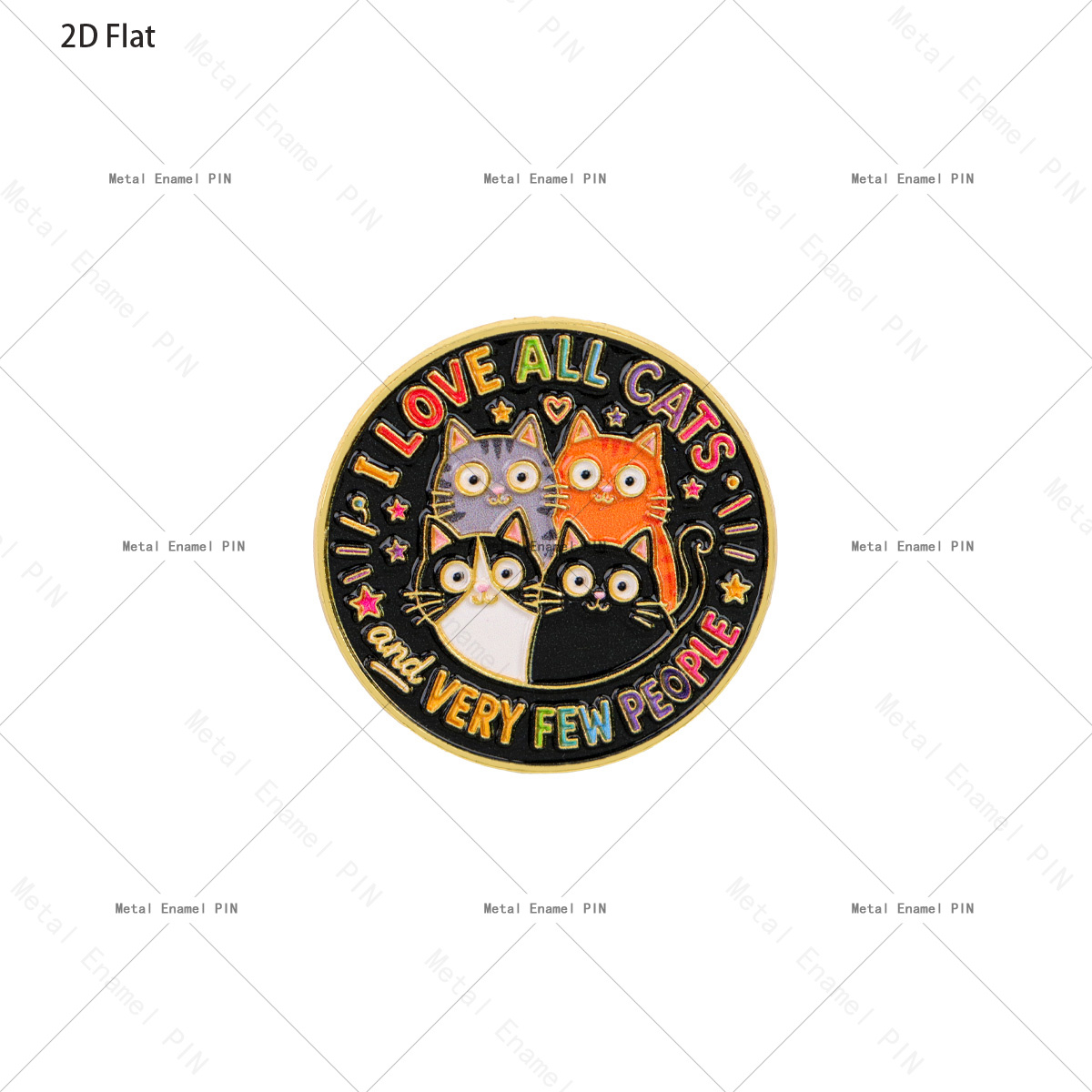 TEMU Broche 2D Plate "J'ADORE TOUTES LES CHATTEs ET TRÈS DE PERSONNES" Introvertie Amusante Épingles à Revers et Broches Émaillées pour Sacs à Dos,