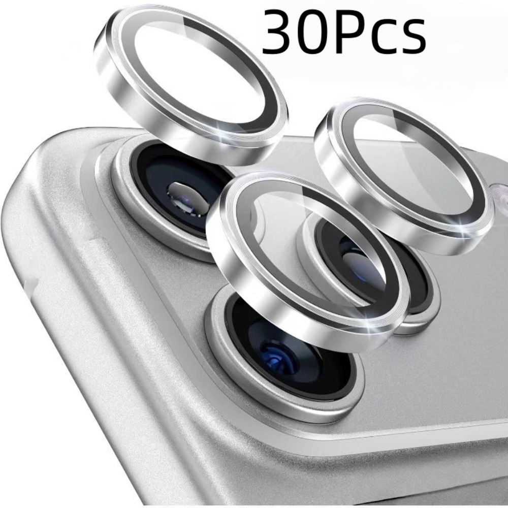 TEMU (30pcs Films) Metal Camera Lens Protectors For Iphone 17 Pro 15 14 Pro Max 16plus, Tempered Glass Camera Screen Protectors, Independent Covers,