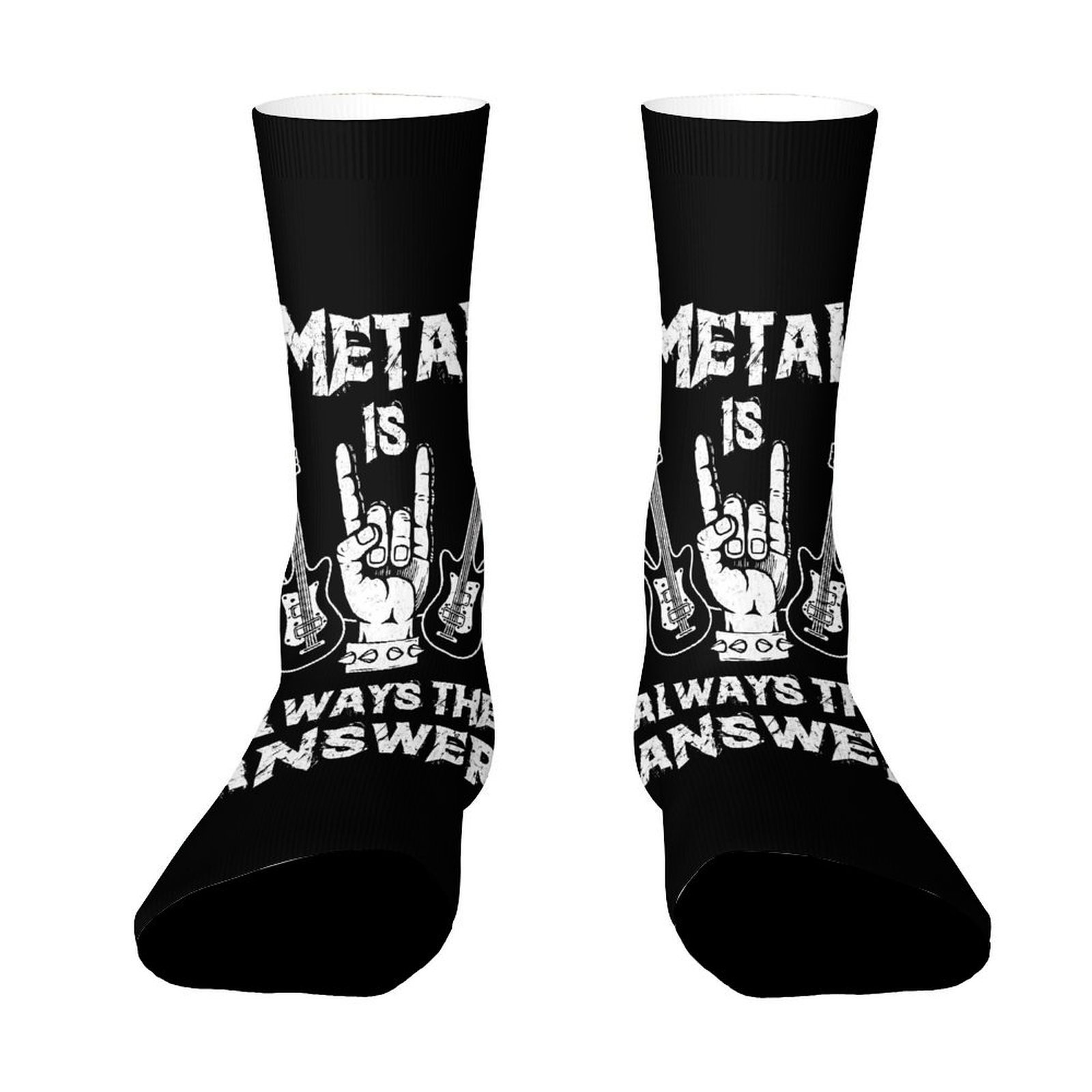 TEMU A Pair Of Unisex Outdoor Socks, Metal Music Themed Printed Mid-calf Socks, Suitable For Outdoor Sports Enthusiasts, Comfortable And Breathable,