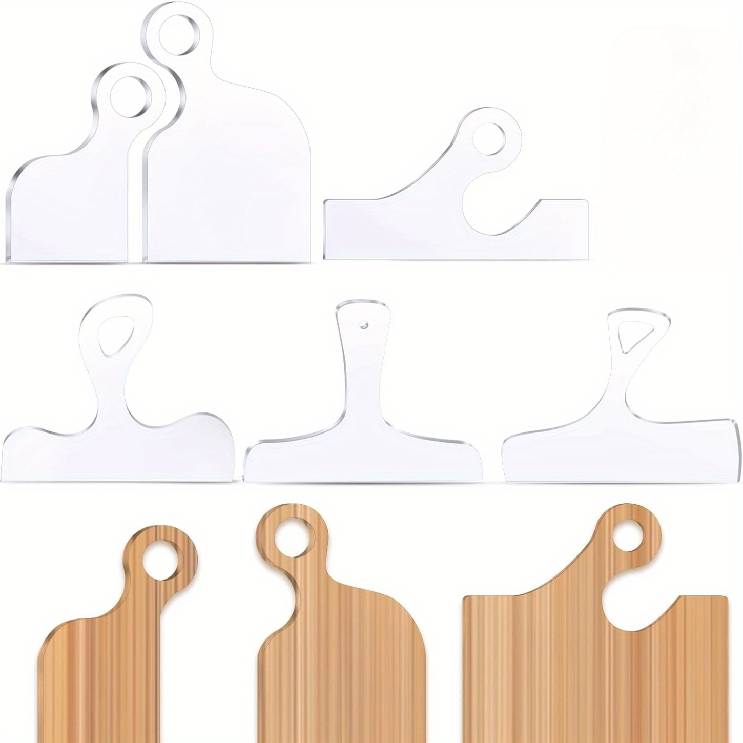 TEMU Transparent Acrylic Board Cutting Handle Template Set Wooden Cutting Board Positioning Cutting Wooden Board Woodworking Template Handle Template