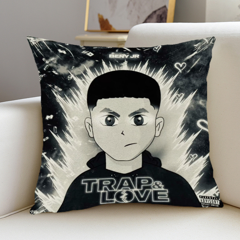 TEMU 1 de almohada cuadrada con diseño de álbum de rap B-BENY JR, de cojín , ideal para dormitorio, sofá, dormitorio, oficina, coche o decoración de