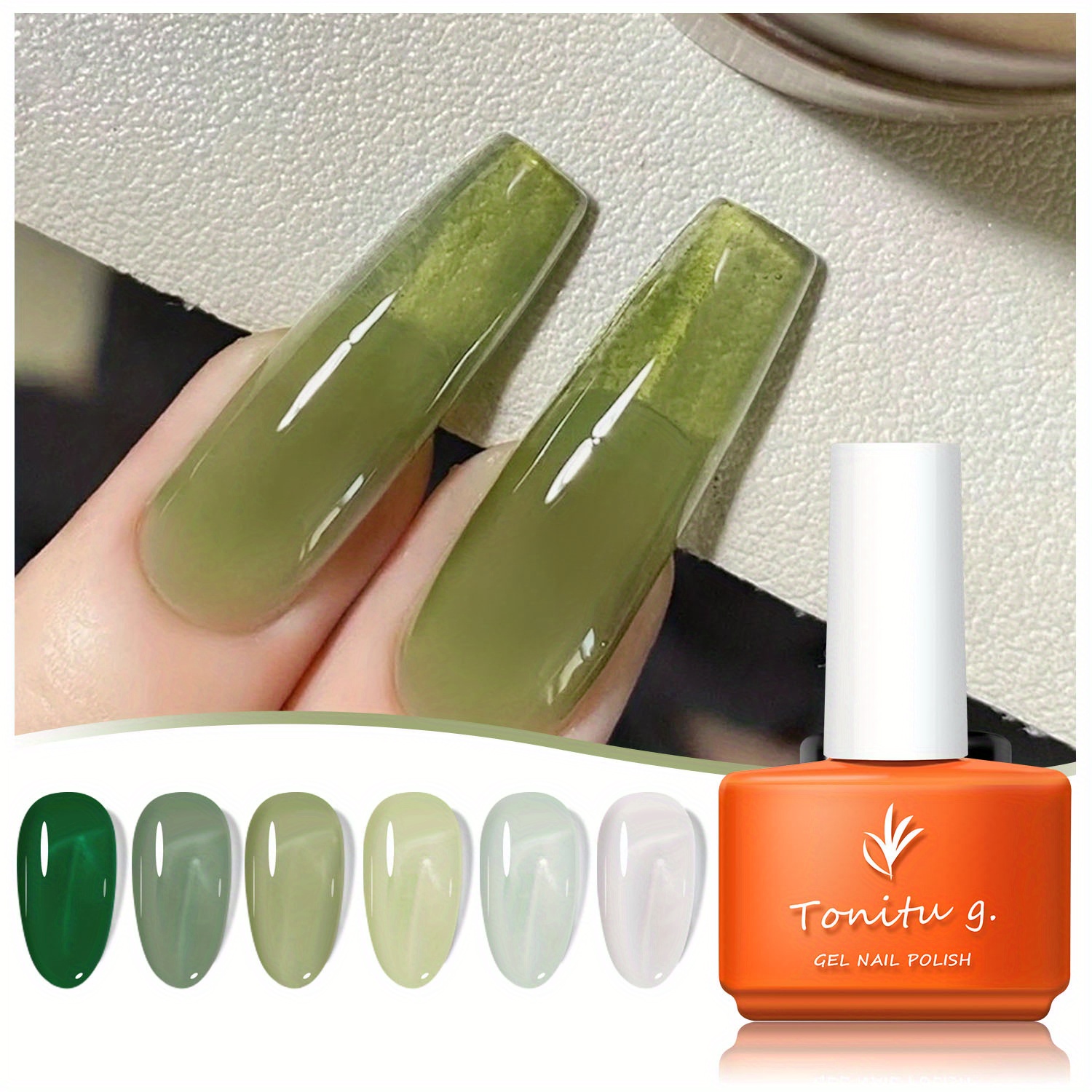 Set za gel nanoš za nokte Tonitu G Jelly Gel 6 boja, 0,24oz polu trajni gel lak prozirno mliječno sivo zeleno plavo nudo smeđe crvene, crni gel lak, set za gel nanoš, dizajn za nokte Soak Off / LED za manikuru uradi sam kućni salon za žene