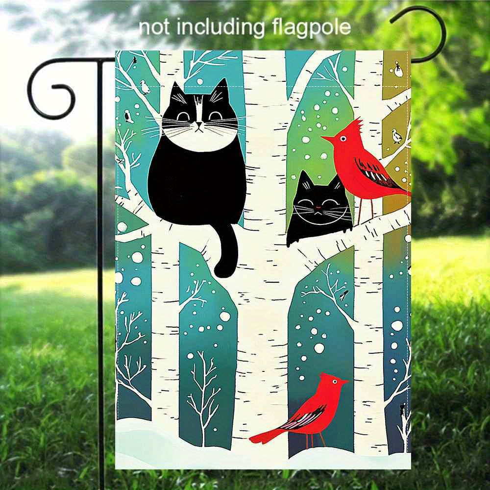 TEMU 1pc, Double-sided Printing, Garden Flag, Linen Material, Flagpole Not Included, 2d Flat Printing, Snow Scene Garden Flag