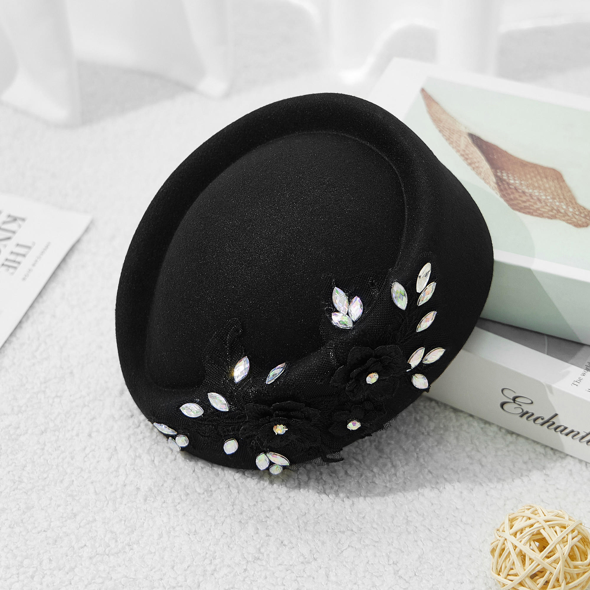 Vintage Floral 3D Applique Hat women vintage church hats 3d flower applique felt pillbox - Temu main image 3