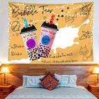 1pc bubble tea canvas print wall art vibrant new arrival design with cute cats hearts horizontal beige fabric poster for room bedroom office decor no installation required decor fun aesthetic soft texture gift party backdrop interior designers