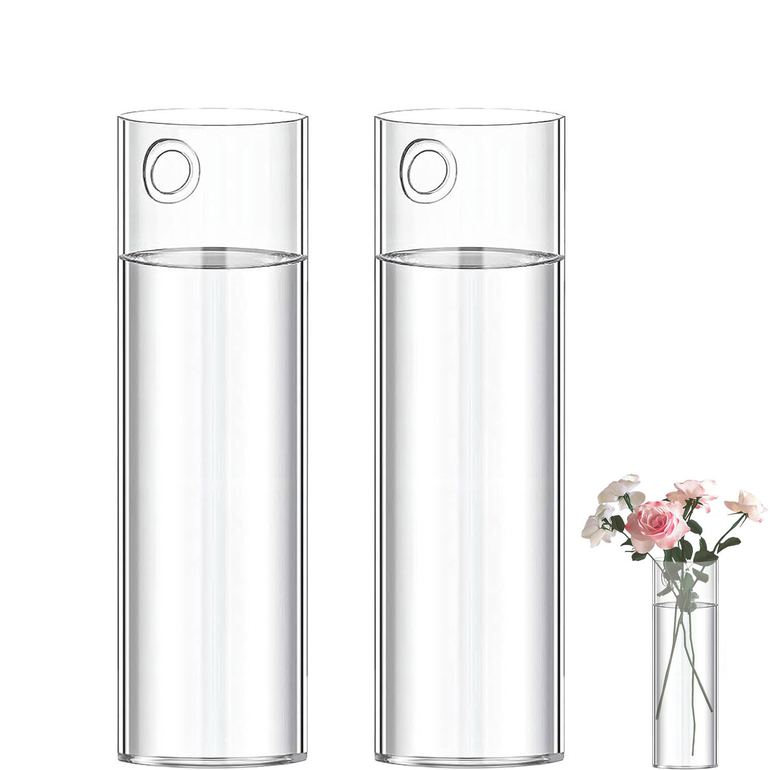 item picture two wall mounted glass vases with hooks cylindrical hanging glass tube planters hydroponic containers suitable for hydroponic plants indoor wall mounted vases and decorations