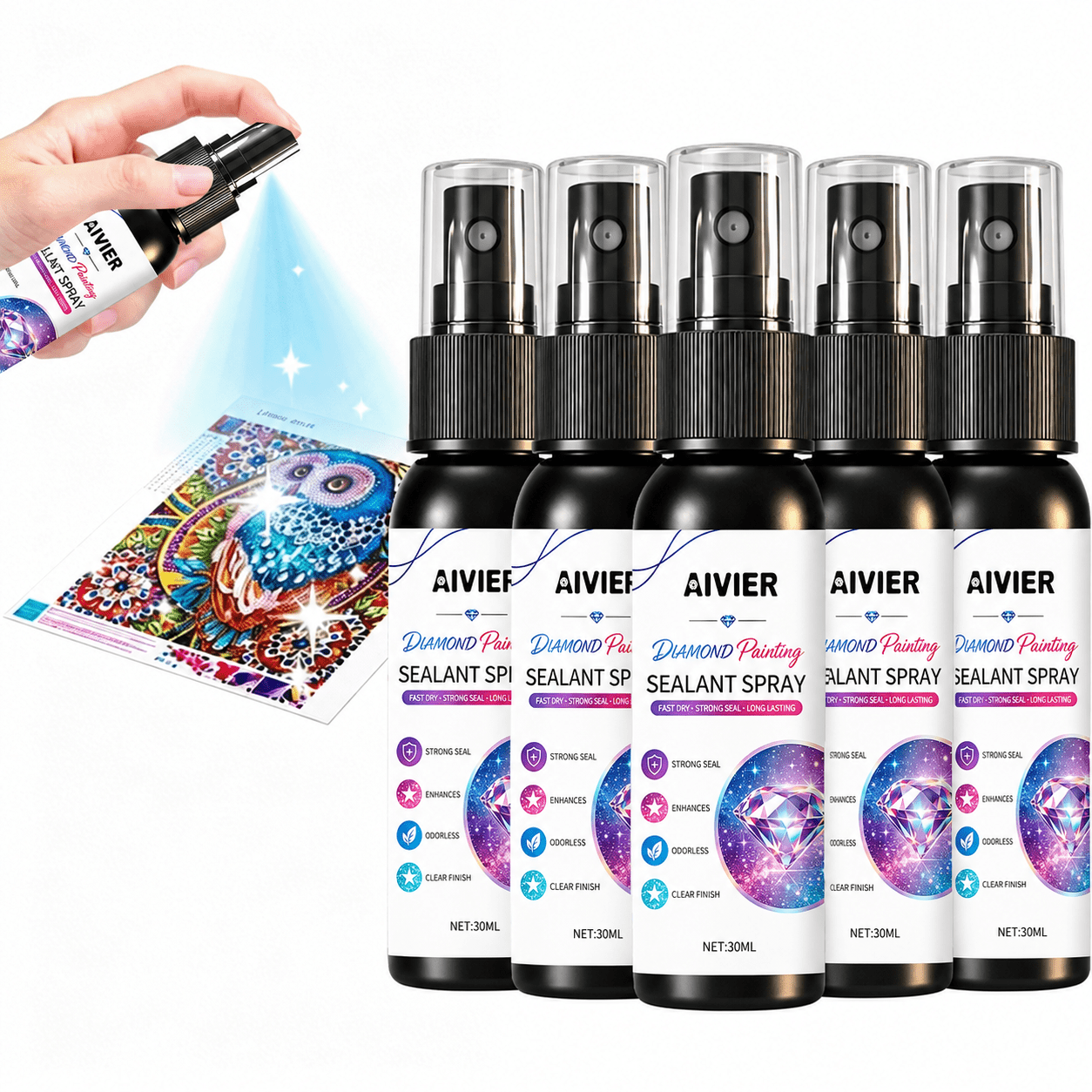 TEMU 5pcs To The Troubles Of Diamonds Falling Off And Losing Their , And Easily And Seal Your Diamond Artwork. Simply Spray On The Diamond Painting