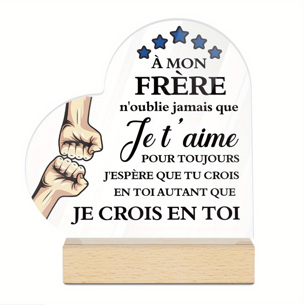 TEMU 2D Plat - [2D Plat] 4.7X5.2 pouces, un panneau acrylique français de cœur avec la "Je T'Aime ", parfait pour la décoration de table de salon de