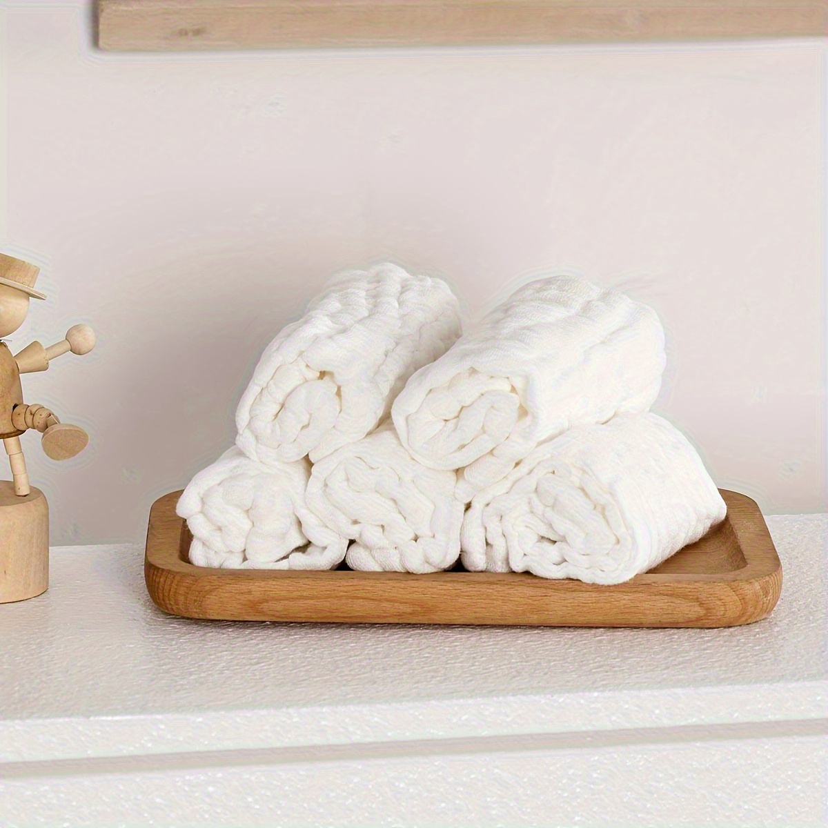 Image of 5pcs Soft Muslin Washcloths- Cotton, Reusable Face Towels In Assorted Pastel Colors, 6-layer Thick , Bath And Shower Use, Towels
