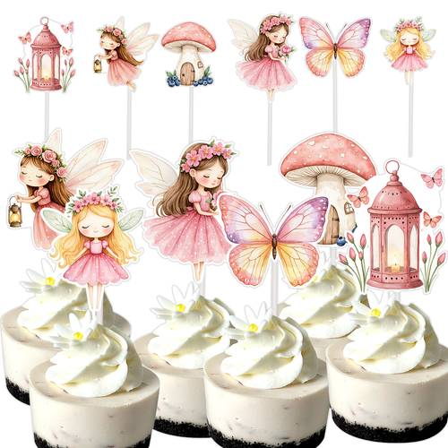 30 stk./sæt fairylady cupcake topper - tegneserie fe-pige kagepynt til bryllup, fødselsdag, diy cupcake tilbehør