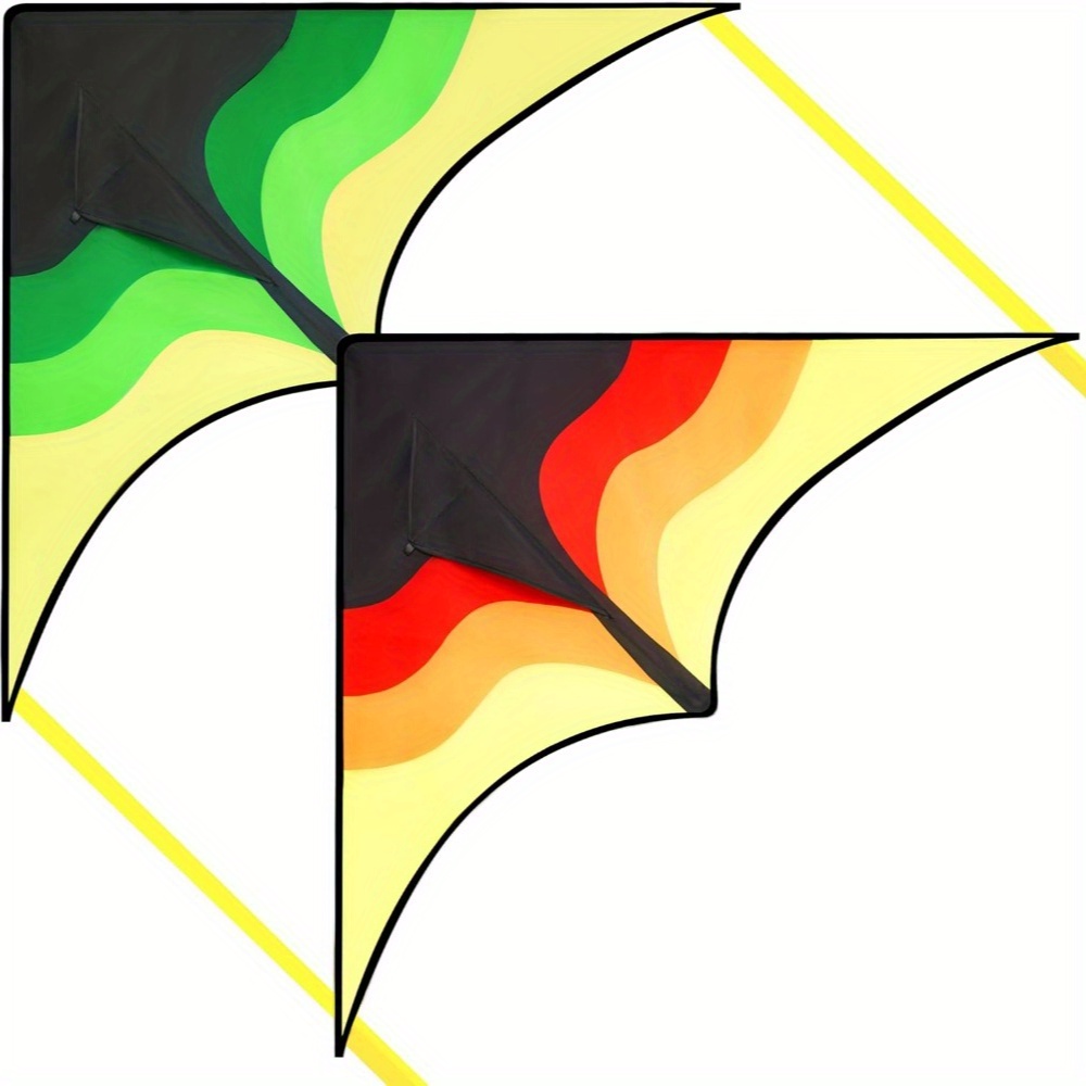 TEMU 2 Packs Large Kite Gradient Green And Yellow- For Kids And Adults, Beach Kite With 328ft String, Wonderful Gifts Of Outdoor Games And Activities