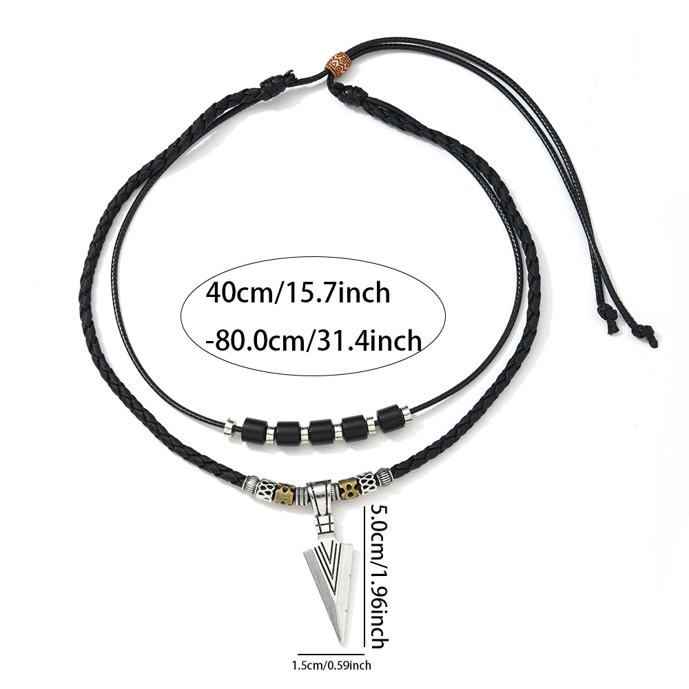 Image of 2026 New Arrival: Double-strand Braided Rope Arrow Pendant Necklace - A Birthday Gift For Your Boyfriend