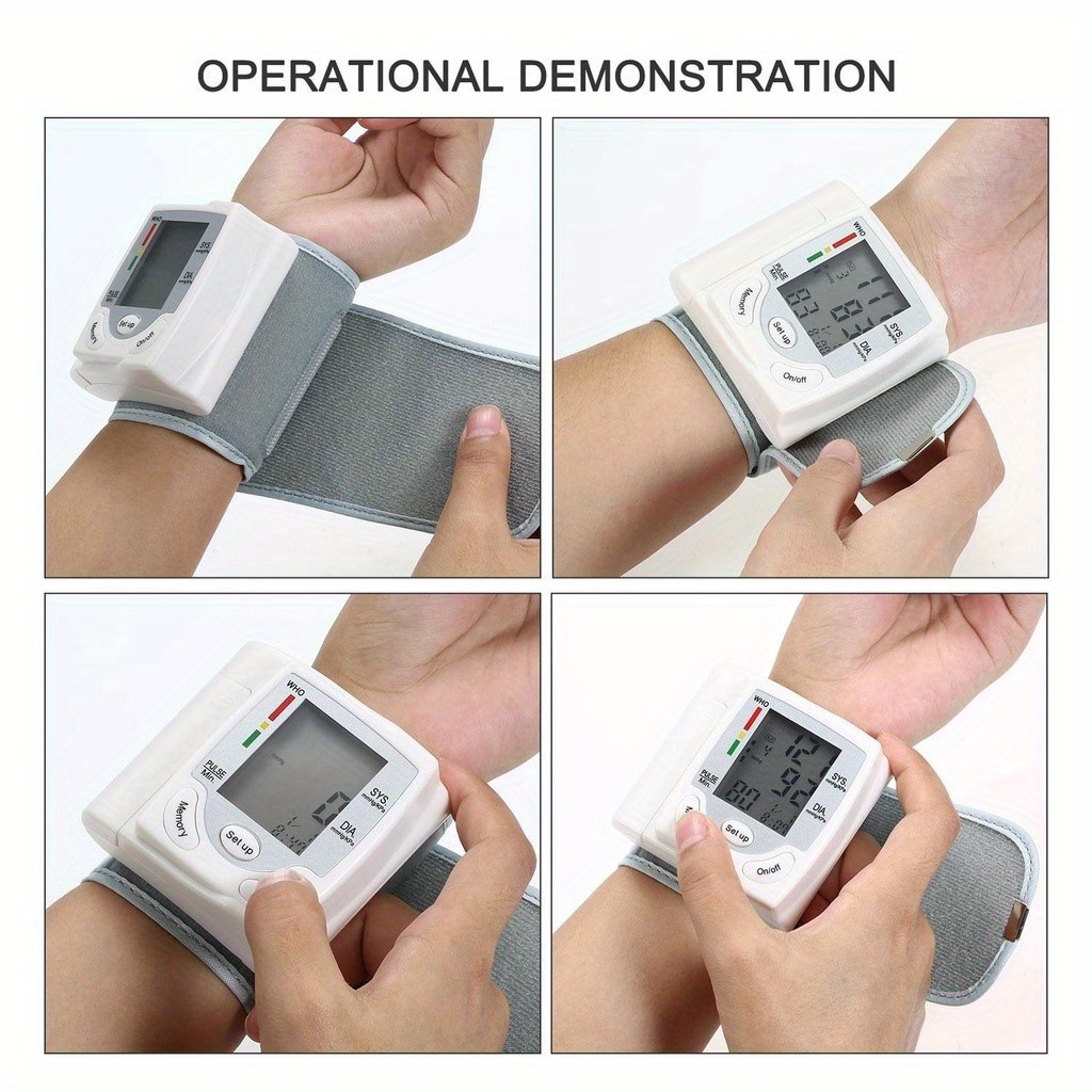 automatic wrist   with adjustable cuff home bp     measurement irregular heartbeat alert   normal diastolic pressure display portable arm cuff for adults battery powered batteries not included ideal for   monitoring travel   management userfriendly design   cuff   reliable performance elderly care Product details 3